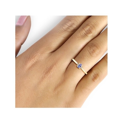 Ouro amarelo de Tanzanite 0.06CTW Diamond Rope Engagement Ring In 14K