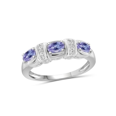 Com 925 Sterling Silver Rhodium Tanzanite &amp; anel de Diam.Engagement