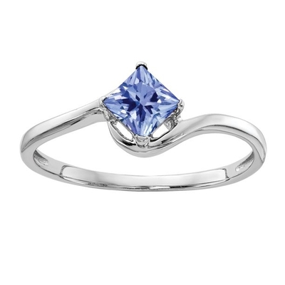 ouro branco do anel de noivado 14k da princesa Cut Natural Tanzanite de 4mm