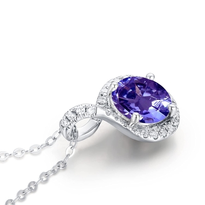 Diamantes naturais Sterling SilverI 14K da colar do pendente do coração da infinidade de Tanzanite