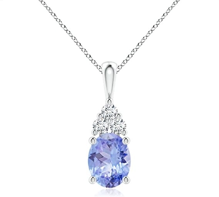 colar natural do pendente do solitário de Angara Tanzanite do ouro maciço 14K para meninas das mulheres