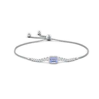 Bracelete natural ajustável de ANGARA Tanzanite para o ouro branco das meninas 14K das mulheres