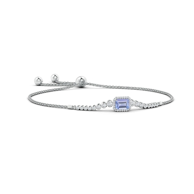 Bracelete natural ajustável de ANGARA Tanzanite para o ouro branco das meninas 14K das mulheres