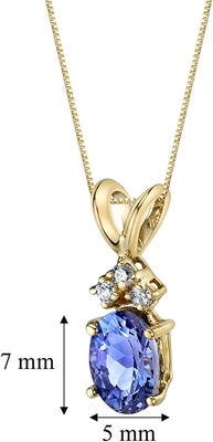 3,12 quilates Tanzanite genuíno e topázio branco colar 925 Sterling Silver de 3 partes