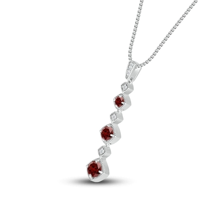 Garnet Necklace natural 1/20 de diamante do ct TW com 925 Sterling Silver