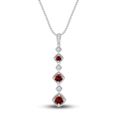 Garnet Necklace natural 1/20 de diamante do ct TW com 925 Sterling Silver
