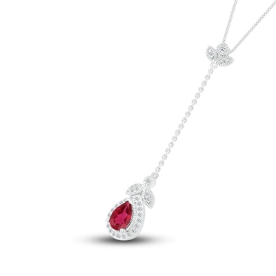 Garnet Necklace natural 1/20 de diamante do ct TW com 925 Sterling Silver