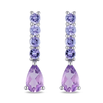 2,46 ct. t.w. Ametista e 1/10 de ct. t.w. Diamond Leverback Earrings em Sterling Silver