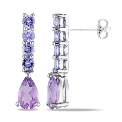Ametista &amp; Diamond Drop Earrings em brincos da gota do ouro 9ct para mulheres