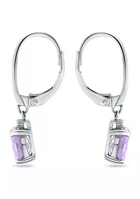 2,46 ct. t.w. Ametista e 1/10 de ct. t.w. Diamond Leverback Earrings em Sterling Silver