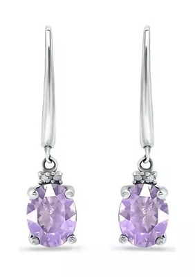 2,46 ct. t.w. Ametista e 1/10 de ct. t.w. Diamond Leverback Earrings em Sterling Silver