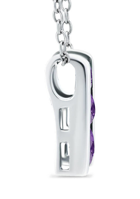3/8 de ct. t.w. Colar do pendente da escada da ametista 3-Stone em Sterling Silver