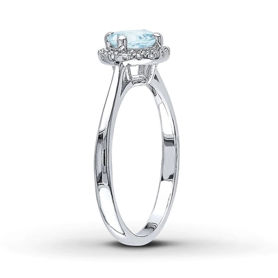 Diamantes Sterling Silver For Women do ct TW do anel 1/15 de água-marinha