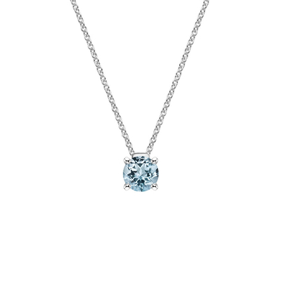 Água-marinha Diamond Necklace (ouro 14k branco, água-marinha 6x9mm da forma da pera, diamantes .10cttw.)