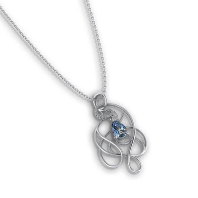 Airy Design Of artístico este Topaz Pendant azul lunático
