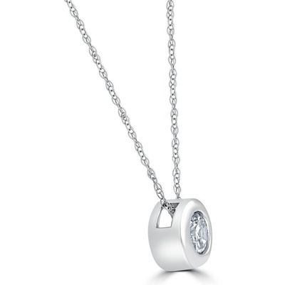1/4 de ct em volta de Diamond Solitaire Bezel Pendant Necklace 18&quot; ouro 14k branco (4,1) 4,1 estrelas fora de 7 revisões reviews7