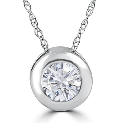 1/4 de ct em volta de Diamond Solitaire Bezel Pendant Necklace 18&quot; ouro 14k branco (4,1) 4,1 estrelas fora de 7 revisões reviews7