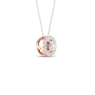 Colar imperial do pendente do diamante 10k Rose Gold Round Diamond Halo de 1/6Ct TDW