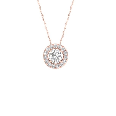 Colar imperial do pendente do diamante 10k Rose Gold Round Diamond Halo de 1/6Ct TDW
