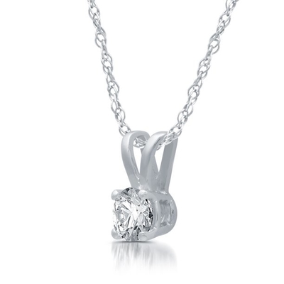 ouro branco de Diamond Solitaire Pendant Necklace 14K do círculo 1/5ct