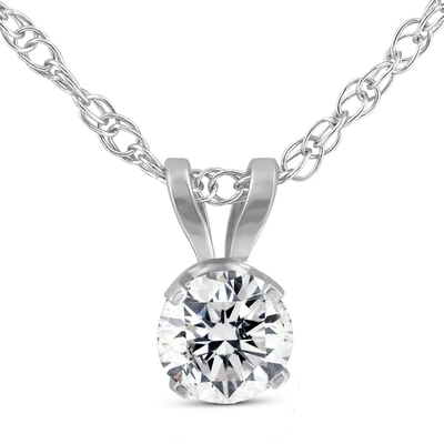 ouro branco de Diamond Solitaire Pendant Necklace 14K do círculo 1/5ct