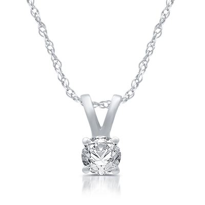 ouro branco de Diamond Solitaire Pendant Necklace 14K do círculo 1/5ct