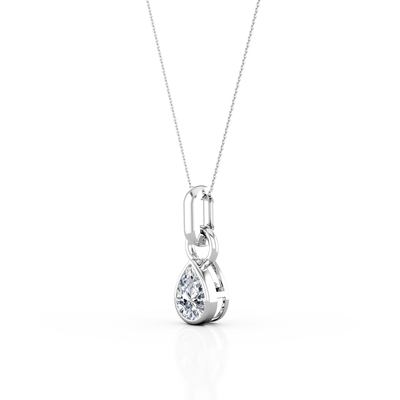 Diamante do corte da pera de 0,33 quilates - solitário - colar do pendente do ajuste da moldura - ouro 10K branco