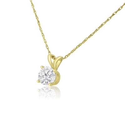 Ouro amarelo do quilate de Diamond Solitaire Necklace In 14 do quilate de 1/2 (J-K Color, claridade I1-I2)