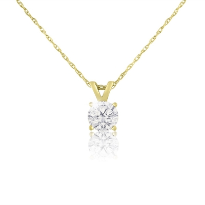 Ouro amarelo do quilate de Diamond Solitaire Necklace In 14 do quilate de 1/2 (J-K Color, claridade I1-I2)