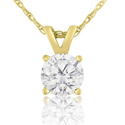 Ouro amarelo do quilate de Diamond Solitaire Necklace In 14 do quilate de 1/2 (J-K Color, claridade I1-I2)