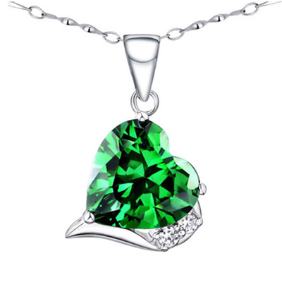 6,06 a pedra preciosa do corte do coração do quilate TCW criou a esmeralda 925 Sterling Silver Necklace Pendant com a corrente livre 18