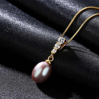 Colar de água doce do pendente da pérola em 925 Sterling Silver For Women