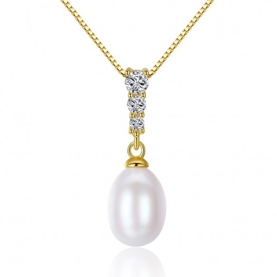 a colar do pendente 14K para mulheres é com decorado uma pérola 6MM de água doce