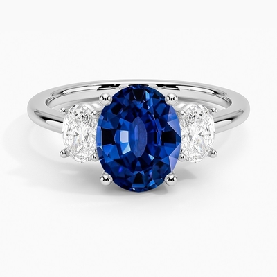 Sapphire Indigo Melody RingSet com safira redonda azul superior de 6mm