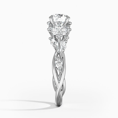 Sapphire Secret Garden Diamond RingSet com safira redonda azul superior de 6mm