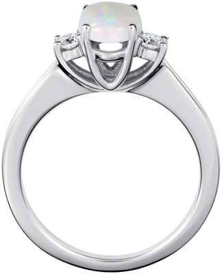 Anel Laboratório-criado oval da opala, o azul e o branco de Sapphire Open Frame Twist Shank em Sterling Silver