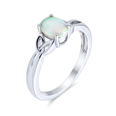 A CZ fina acentua a eternidade que empilhável de 1/2 o rosa azul oval criou Opal Band Ring For Women