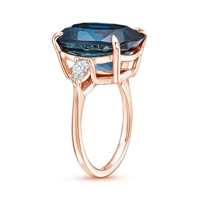 Topázio azul e Diamond Cocktail Engagement Ring Jewelry de Londres da reunião habilitados