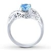 Anel de noivado azul suíço clássico 925 Sterling Silver de Topaz And Diamond Three Stone
