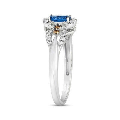 Corte Sapphire Ring de Le Vian Oval 1/5 de ouro da baunilha dos diamantes 14K de Cttw