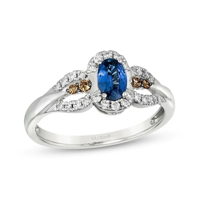 Corte Sapphire Ring de Le Vian Oval 1/5 de ouro da baunilha dos diamantes 14K de Cttw