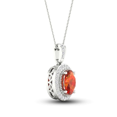 O laboratório citrino natural criou o ouro branco branco 18&quot; de Sapphire Necklace 10K