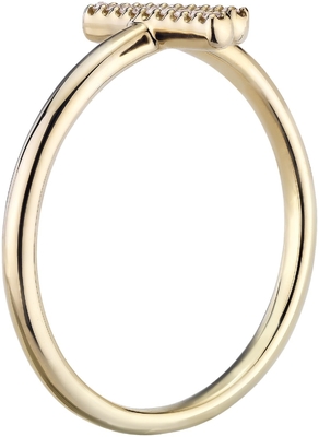 Com ouro 9k amarelo Pavé delicado rachou o anel de noivado do diamante da barra