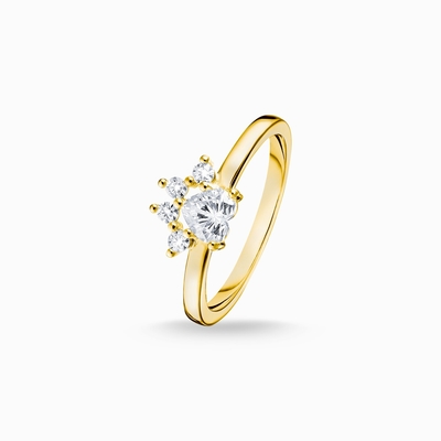 Anel de ouro bonito de Sytle Ring Paw Cat 9K da flor