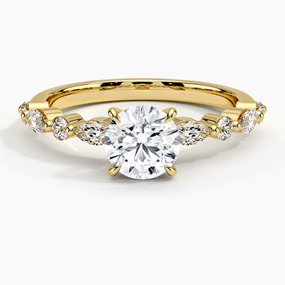anel inspirado floco de neve de Diamond Jewelry Lady Women Engagement do laboratório do ouro 9K