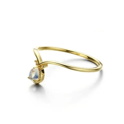 Joia amarela nova de Ring Designs Solid 9K do ouro de 1 grama com transporte rápido disponível de Moonstone