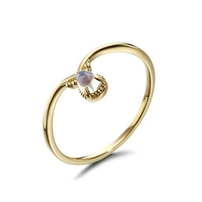 Joia amarela nova de Ring Designs Solid 9K do ouro de 1 grama com transporte rápido disponível de Moonstone