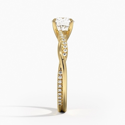 Pequeno ouro amarelo torcido de Diamond Engagement Ring In 9k da videira