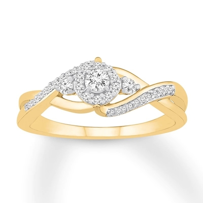 Aliança de casamento do ouro amarelo do círculo 9K de Diamond Ring 1/4 ct TW