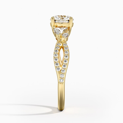 Willow Diamond Engagement Ring Luxe (1/4 de Ct. TW.) Com o diamante redondo de 0,75 quilates com ouro 9K